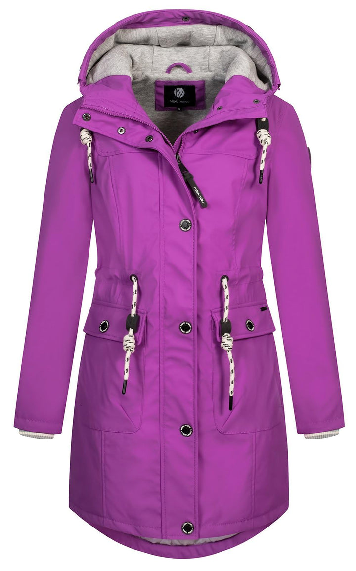NEW VIEW Damen Regenjacke wasserabweisender Parka Annika Long mit Kapuze S Pink (Cattleya Orchid), S