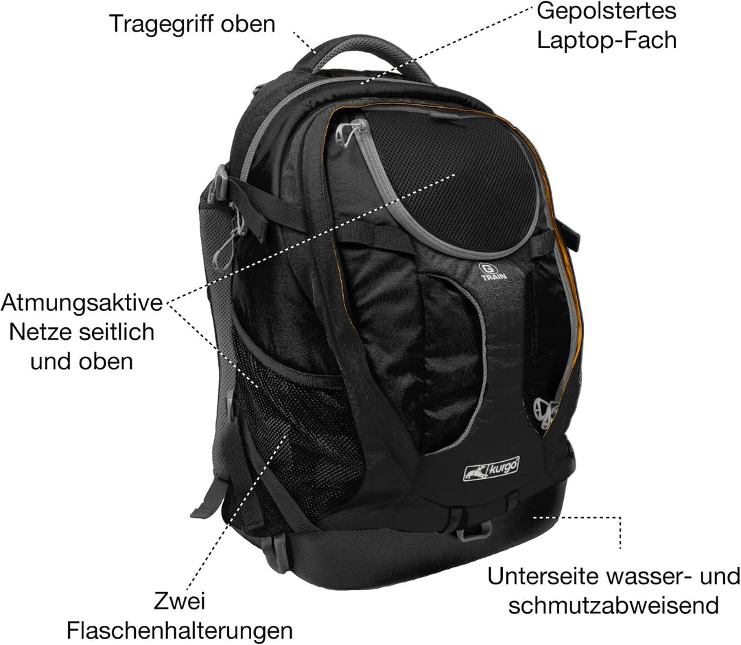 Kurgo G-Train Hunderucksack, Mit integriertem Haustierfach, Wasserfester Boden, Für Haustiere bis zu
