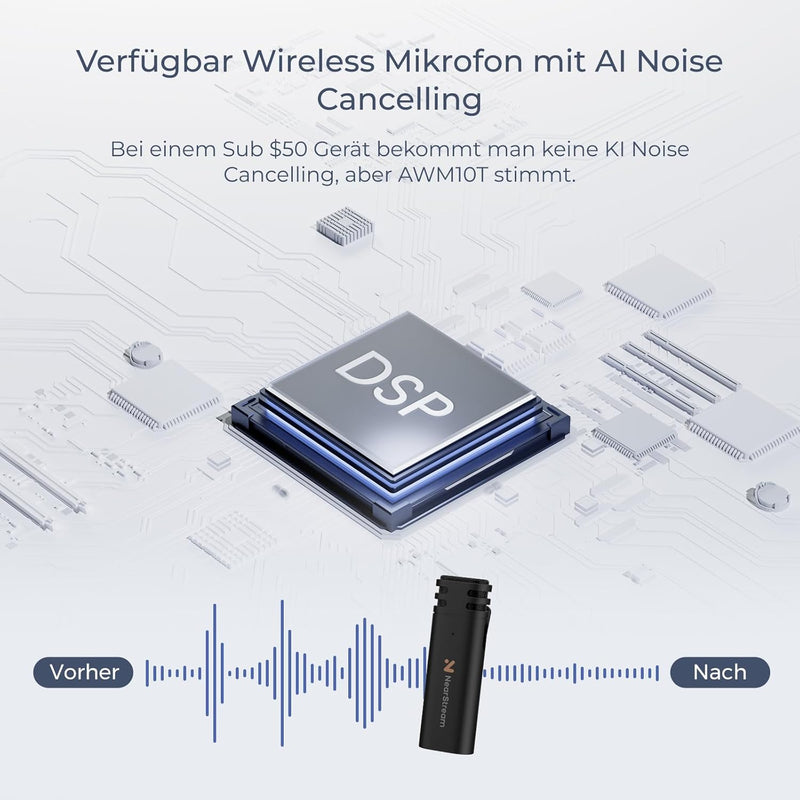 NearStream Mini Wireless Lavalier Mikrofon für PC, Computer, Revers Smartphone, Mikrofon Wireless fü