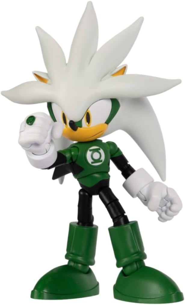 Sonic The Hedgehog DC x Sonic Silver als Green Lantern, 13 cm grosse Actionfigur, offiziell lizenzie