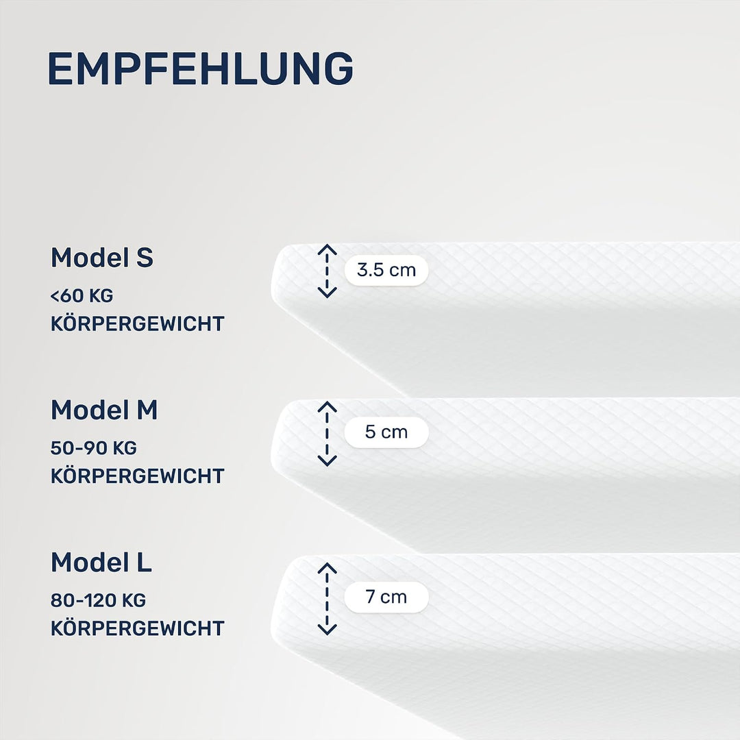 Dailydream viscoelastischer Matratzentopper Model S mit Memory Foam Effekt, 90x200x3,5cm, Edition La