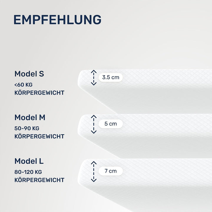Dailydream viscoelastischer Matratzentopper Model S mit Memory Foam Effekt, 90x200x3,5cm, Edition La