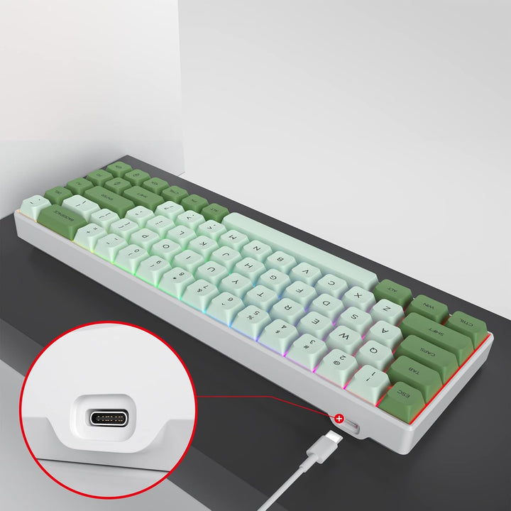 SOLIDEE Tragbare 65% mechanische Gaming-Tastatur,68 Tasten kompakte RGB LED-Hintergrundbeleuchtung,k