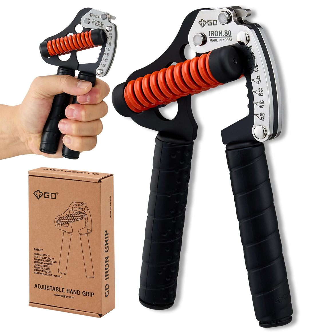 GD Iron Grip Handtrainer (verstellbare Handgriffe für Krafttraining) Handgelenk- und Unterarmkrafttr