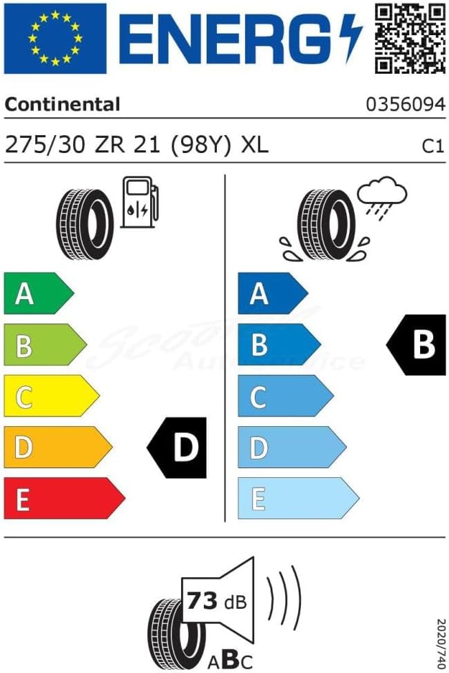 Continental 41141 - 275/30/R21 98Y - E/B/73dB - Sommerreifen PKW 275/30 ZR21 (98Y) - RO1/FR/XL, 275/