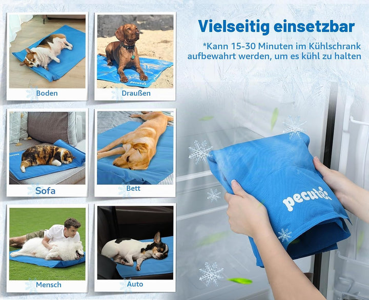 pecute Kühlmatte mit Kissen Hunde Katzen (65 * 50cm), Kuhlmatte für Hund und Katze mit Ungiftiges Ge