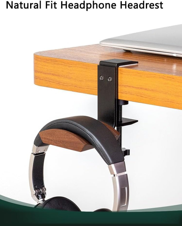 Kopfhörerhalter mit 6cm breiter Nussholz Kopfstütze, Kopfhörer Ständer Verstellbarer Klemme-auf Head
