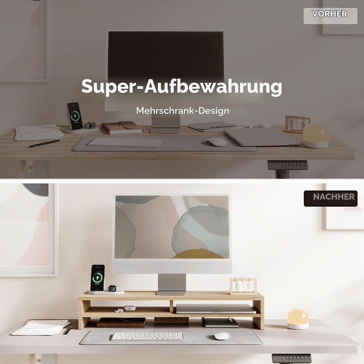 Fenge Dual Monitorständer Riser 2 Etagen Bildschirmständer für Computer PC Laptop Drucker TV, Schrei
