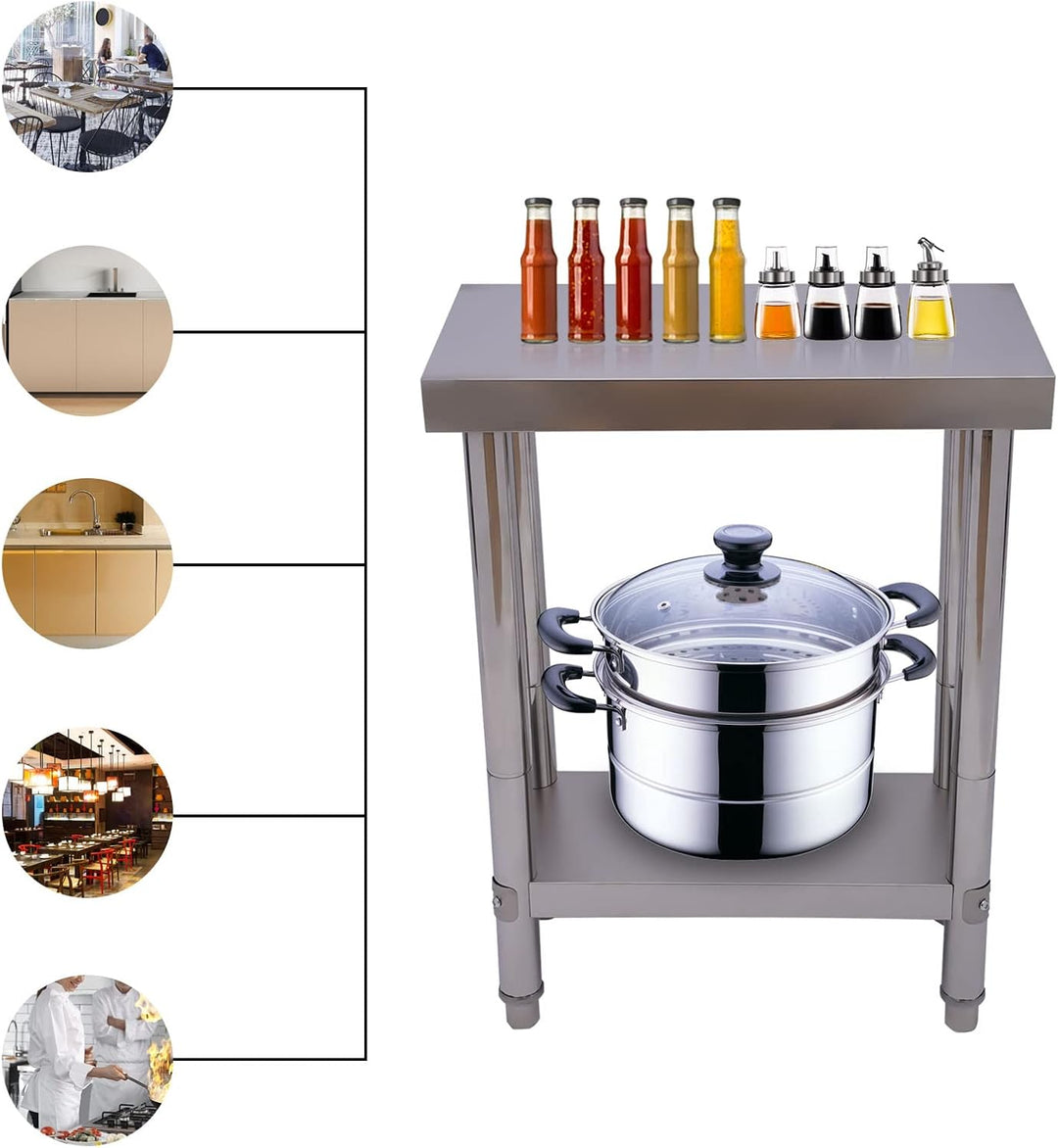 Arbeitstisch Edelstahl Küche Edelstahltisch 60 * 30 * 85cm mit Ablage Grilltisch Outdoor Küchenmöbel