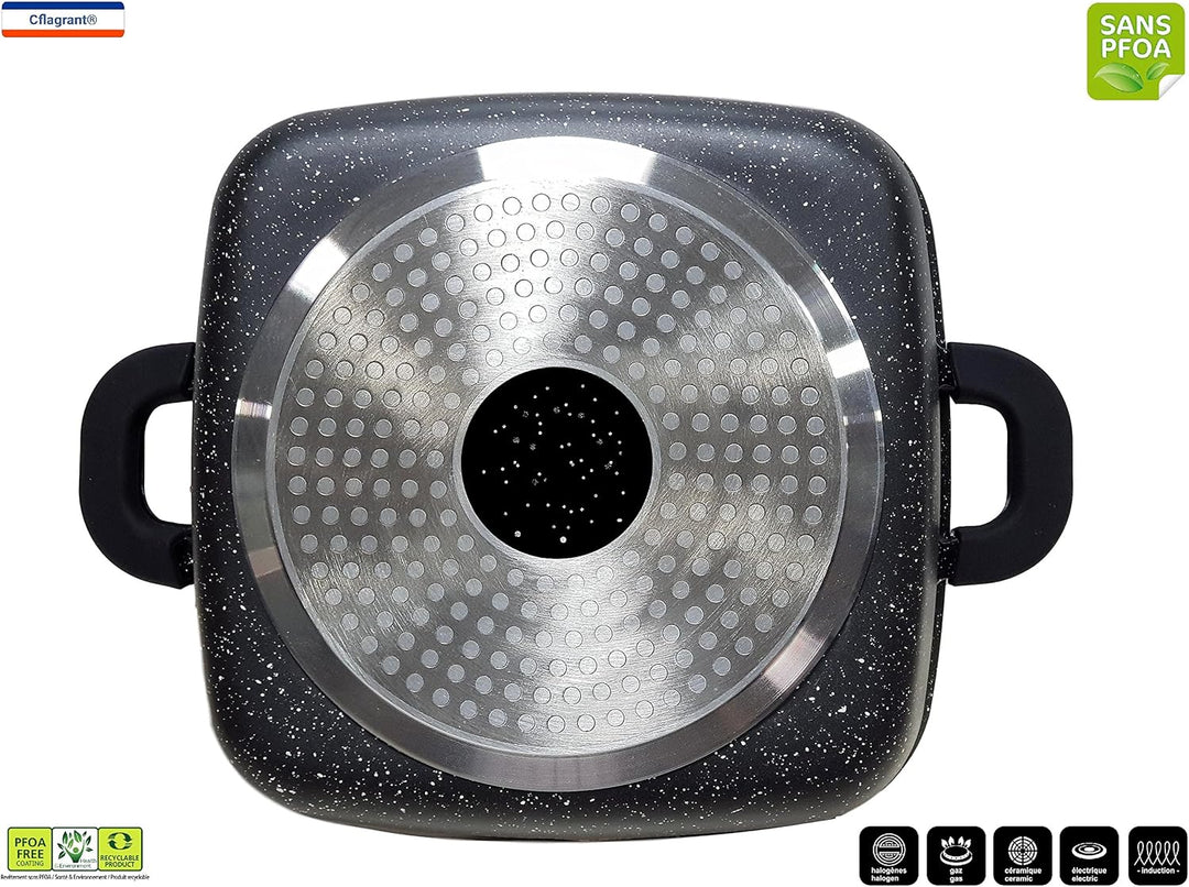 Cflagrant® Kochtopf, quadratisch, 20 cm, Steinoptik, für alle Herde, auch Induktion, ohne PFOA, Koch