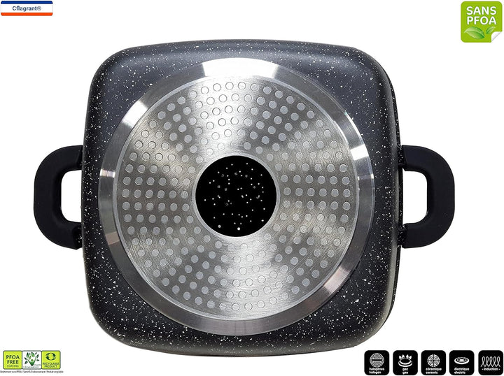 Cflagrant® Kochtopf, quadratisch, 20 cm, Steinoptik, für alle Herde, auch Induktion, ohne PFOA, Koch