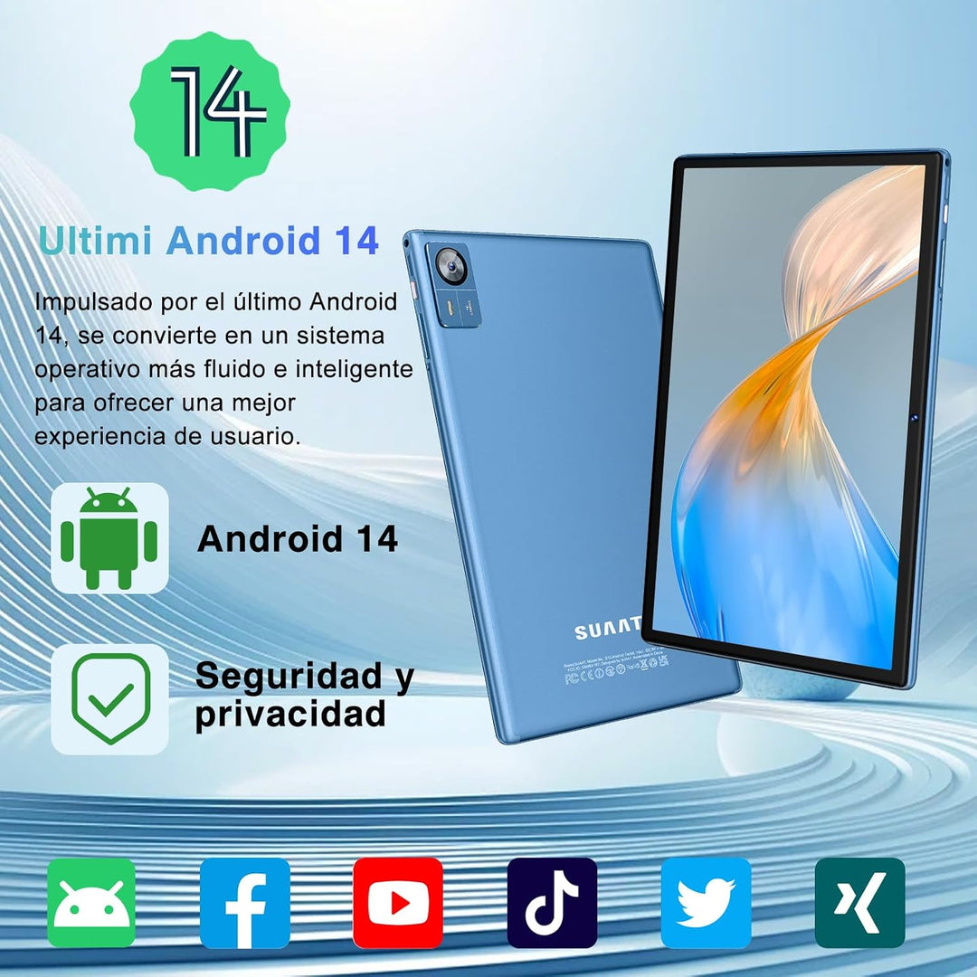 GOODTEL Newest Tablet Android 14 10 Pollici, 22 GB RAM + 128 GB ROM (2 TB TF), 8000 mAh, Octa-Core,