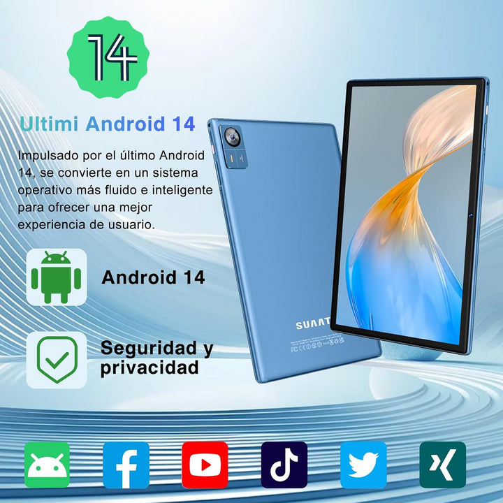 GOODTEL Newest Tablet Android 14 10 Pollici, 22 GB RAM + 128 GB ROM (2 TB TF), 8000 mAh, Octa-Core,