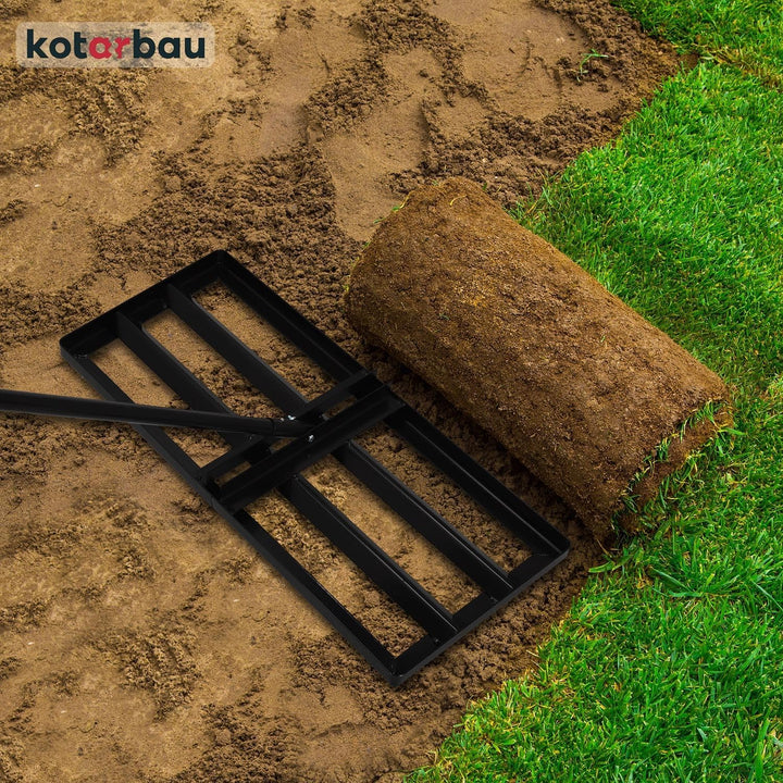KOTARBAU® Rasenrakel - 70 x 30 cm - Rasen Nivellierrechen - mit Stahlstiel - 180 cm - Gartenwerkzeug