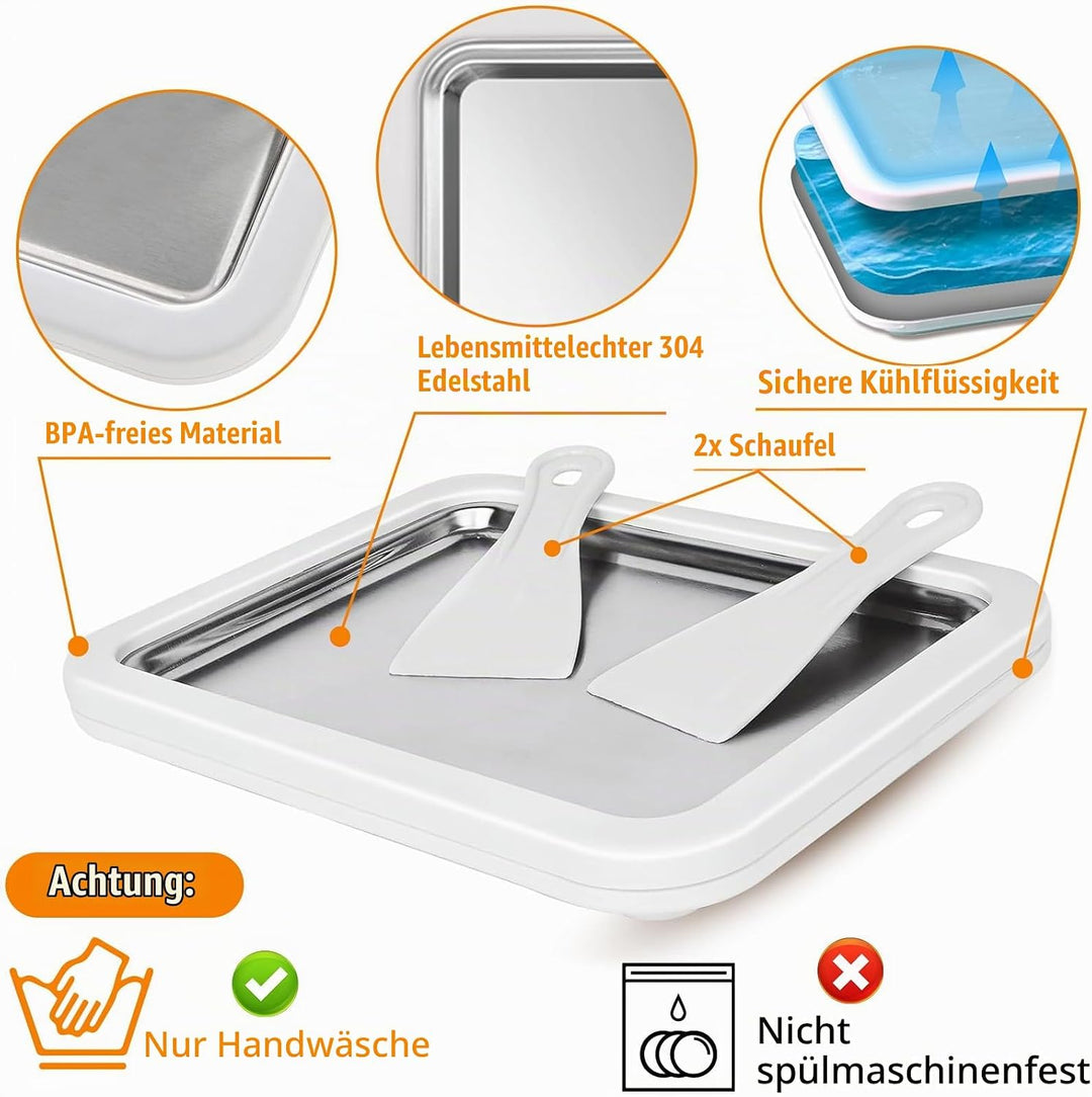 Eismaschine mit 2 Spateln, Eisplatte Eis Rolls für Kinder und Familien, Eiscreme Maschine, Eisplatte