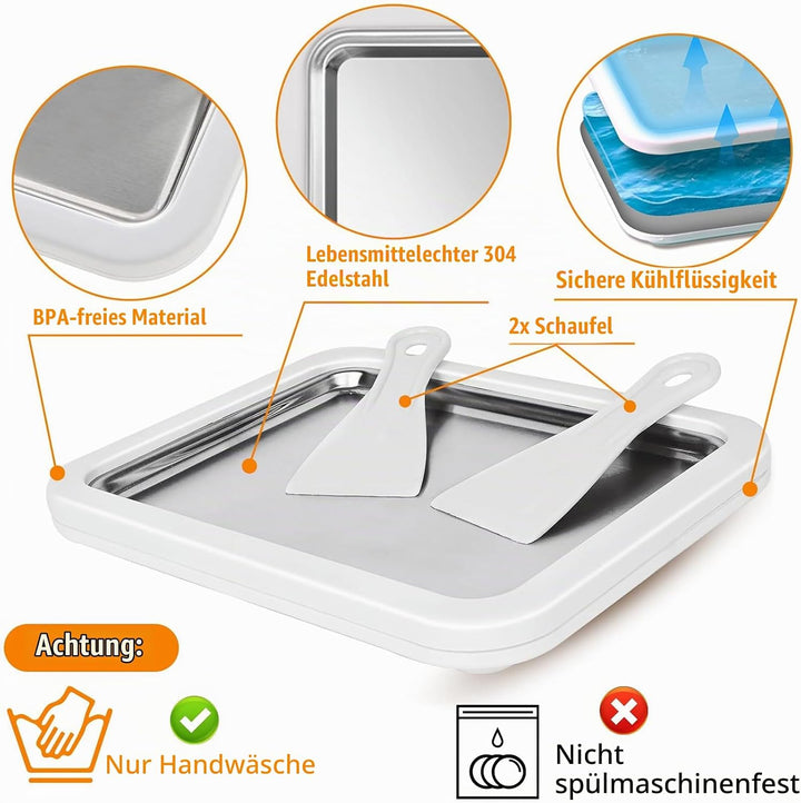 Eismaschine mit 2 Spateln, Eisplatte Eis Rolls für Kinder und Familien, Eiscreme Maschine, Eisplatte