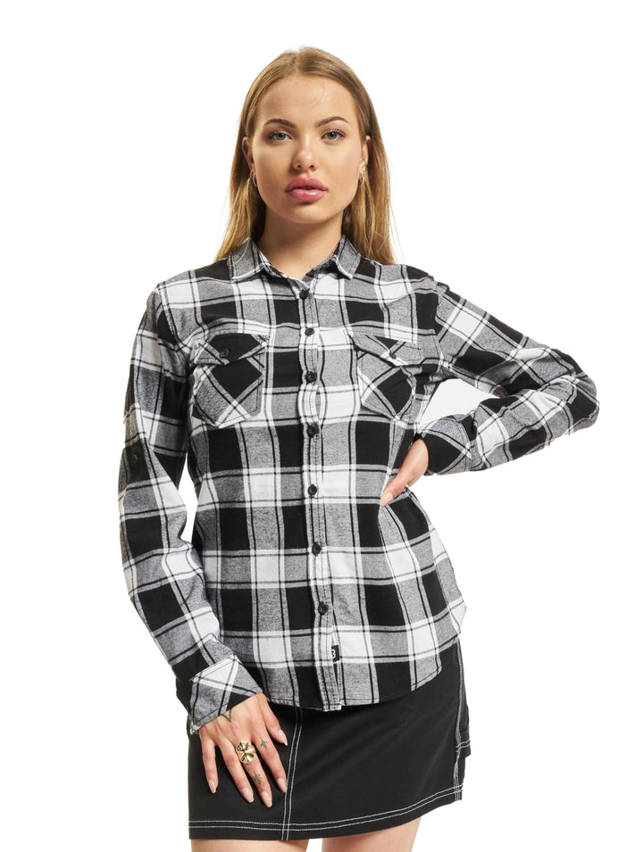 Brandit Amy Flanell Checkshirt Girl-Hemd, S White-black