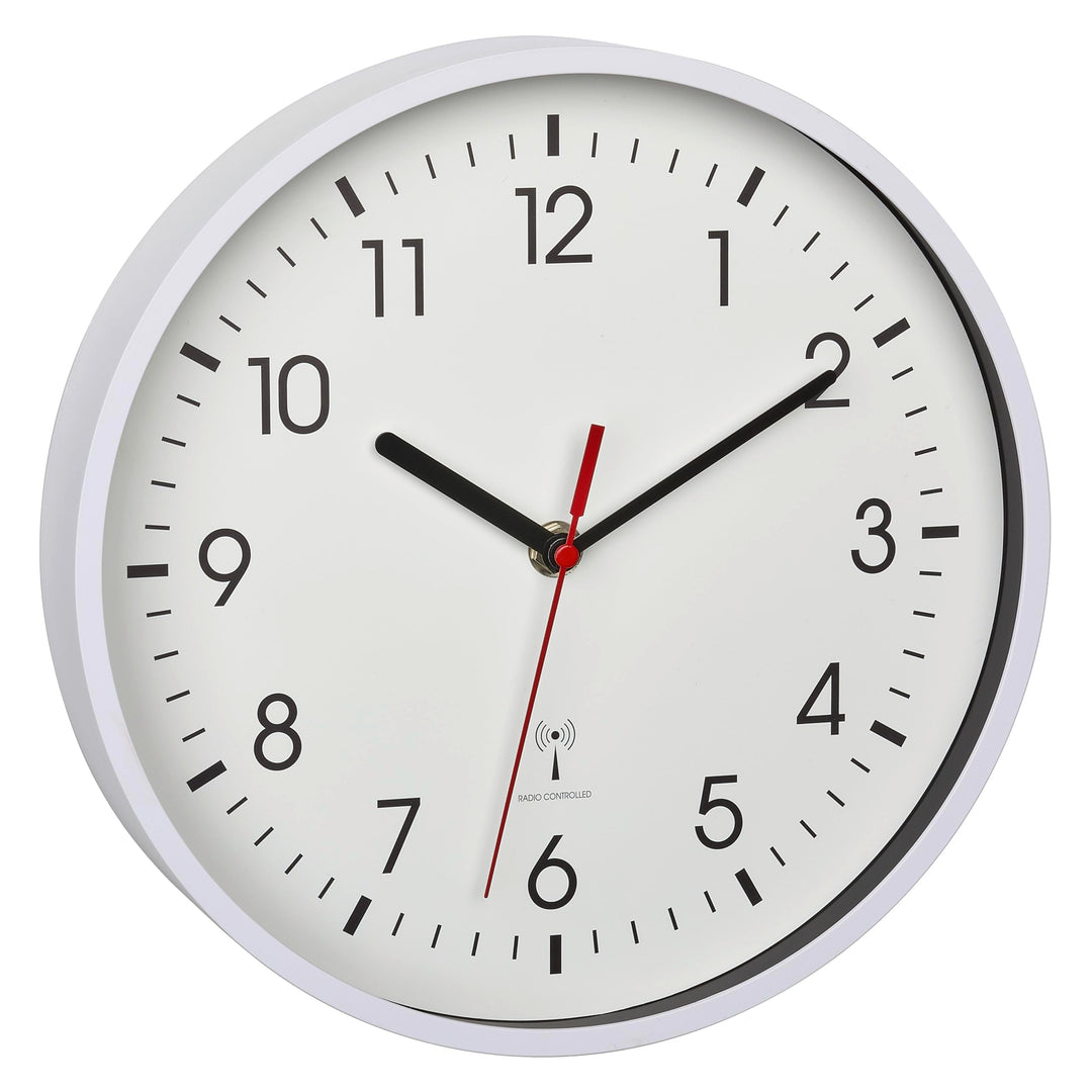 TFA Dostmann Analoge Funk-Wanduhr, 60.3550.02, höchste Genauigkeit, modern, analog, Glasabdeckung, f