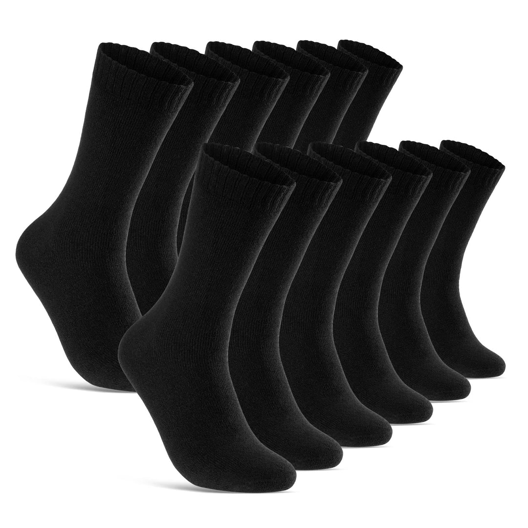 6 | 12 | 24 Paar THERMO Socken Damen & Herren Wintersocken Vollfrottee 39-42 12 Paar | Schwarz, 39-4