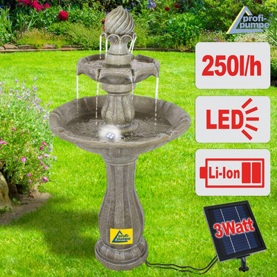 Solar Gartenbrunnen Brunnen Solarbrunnen mit LED-Licht, Zierbrunnen Wasserfall Gartenleuchte Teichpu