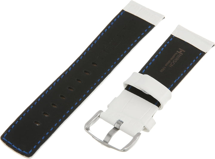 HIRSCH Unisex Alligator Style Uhrenarmband - Grand Duke 20 mm Weiss, 20 mm Weiß