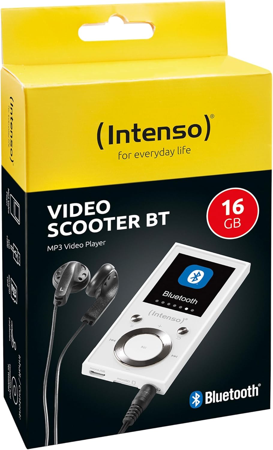 Intenso MP3 Player Video Scooter 1,8 Zoll Bluetooth weiss weiss 16GB Single, weiss 16GB Single