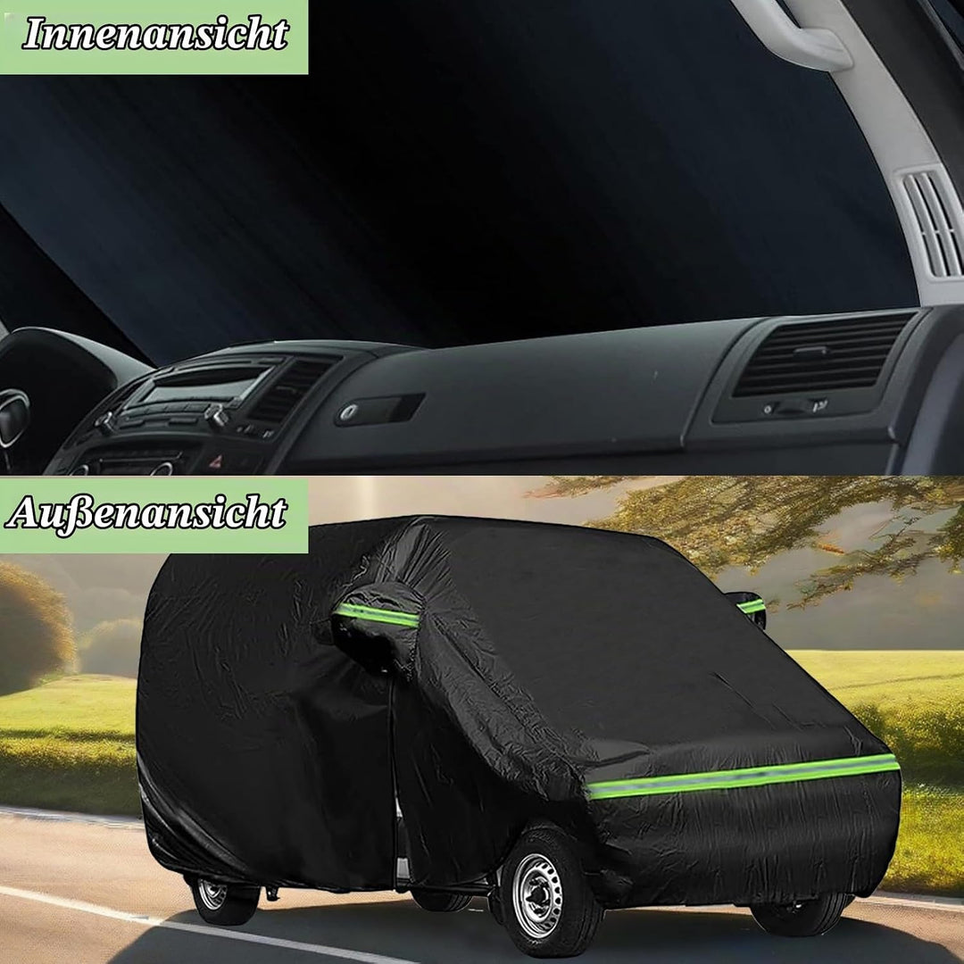 Autoabdeckung Vollgarage für VW T5 T6 SWB, Autoplane Ganzgarage mit Seitentür-Reissverschluss, Atmun