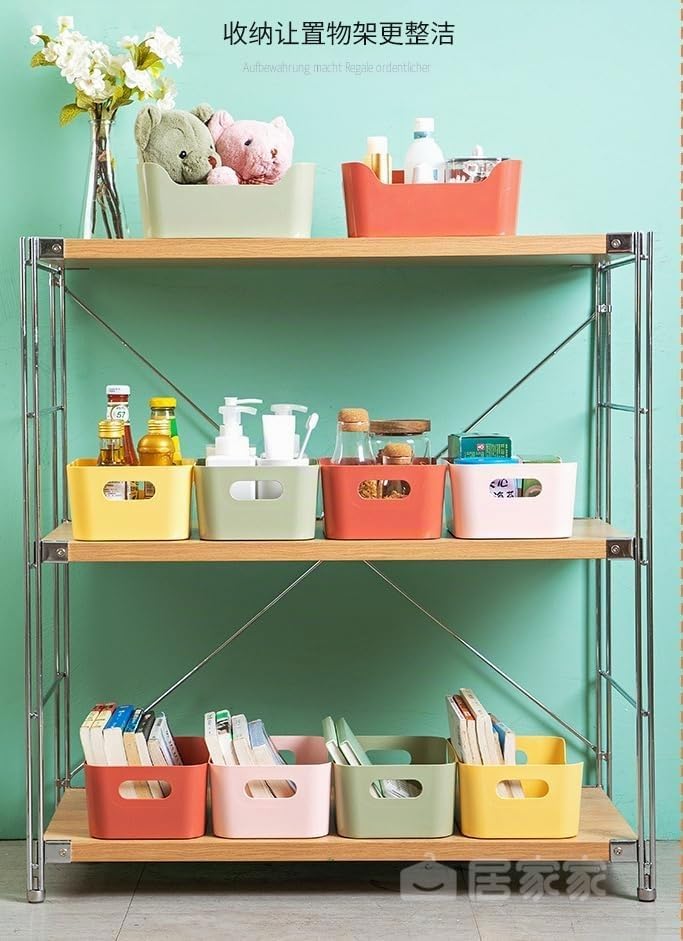 4 Stück Gelb Aufbewahrungsboxen mit Griff 24×17×10 cm,Niedrigeren Vorderseite Aufbewahrungskorb,Aufb
