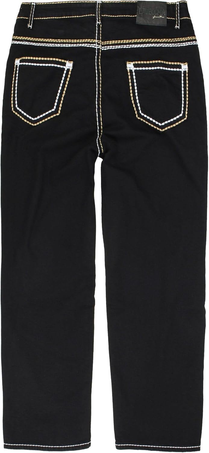 Lavecchia Jeans Übergrössen Herren Comfort Fit Denim Jeanshose Hose LV-503, 42W / 30L Tiefschwarz