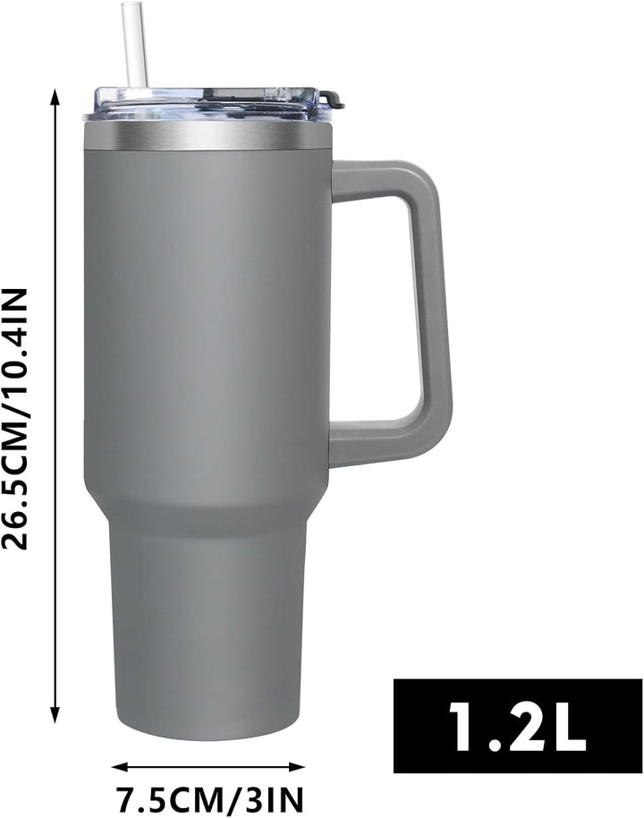 HNCY Thermobecher mit 2-in-1-Deckel 1180ML, Kaffeebecher to go Thermo, Trinkbecher mit Deckel und St