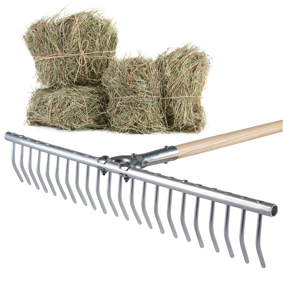 KADAX Rechen, Heurechen mit langem Stiel aus Holz, breite Harke für Garten, Beet, Rasen, Bequeme Gar