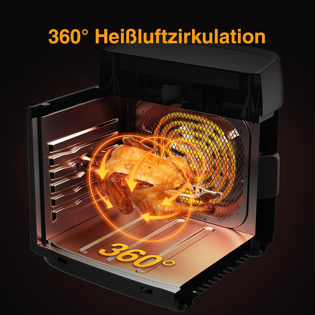 12L XXL Heissluftfritteuse, 12-in-1 Voreinstellungen, Programme, Touchscreen, Funktionen als Air Fry