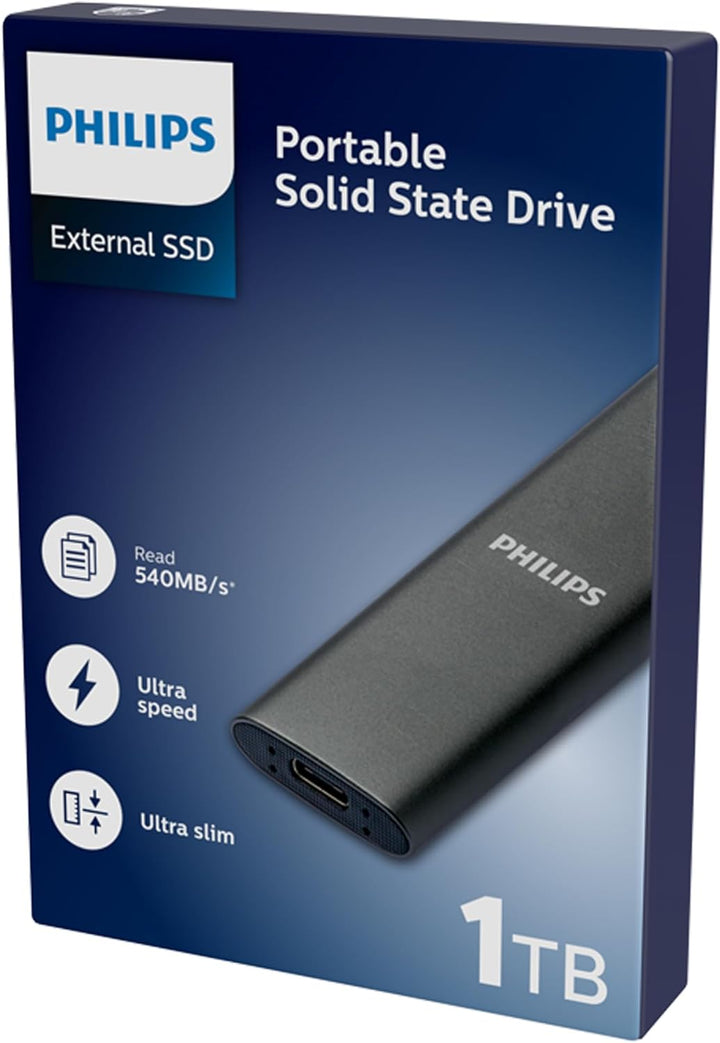 Philips External SSD 1TB Ultra Speed Space Grey 1 TB, 1 TB