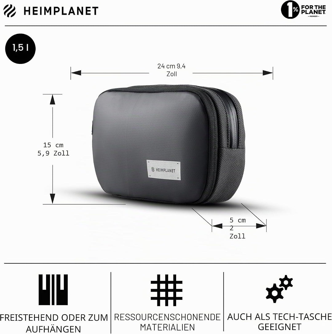HEIMPLANET Original | HPT Carry Essentials - DOPP KIT Kulturtasche | Wasserfester Kulturbeutel aus r
