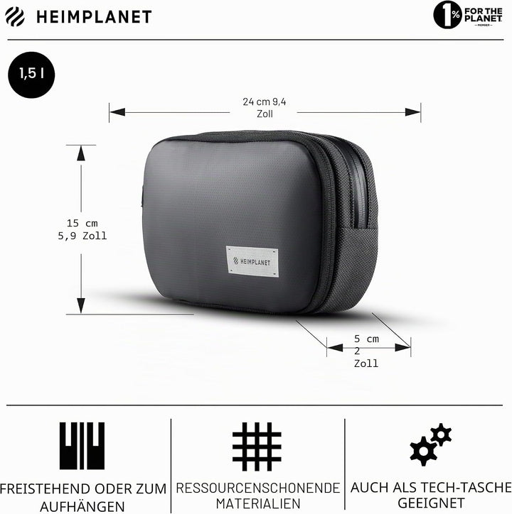 HEIMPLANET Original | HPT Carry Essentials - DOPP KIT Kulturtasche | Wasserfester Kulturbeutel aus r
