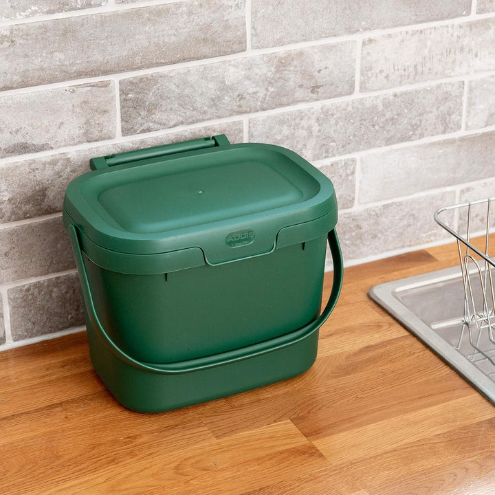 Addis, Komposteimer für Lebensmittelabfälle für die Küche, Plastik, dunkelgrün, Compost Caddy Compos