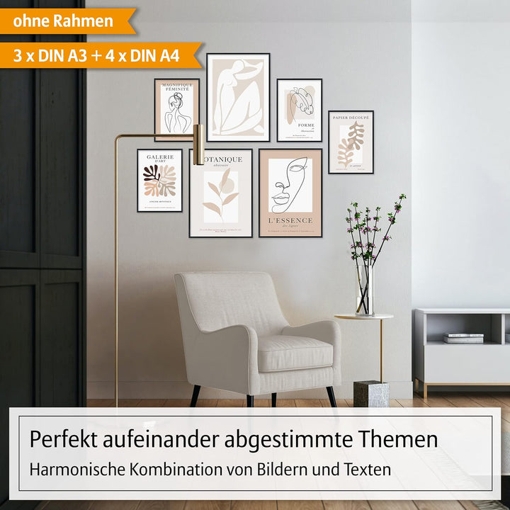 Hyggelig Home Premium Poster Set - 7 passende Bilder im stilvollen Set - Collage Wand Deko - Set Mad