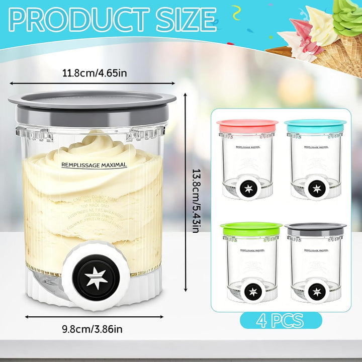 4er Set Behälter für Ninja Creami Swirl NC700 NC701EU, 480 ml Eisbehälter Ersatzbehälter mit farbige