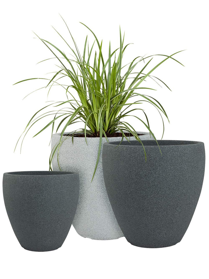 Pflanzwerk® Pflanzkübel Kunststoff Cup Grau Ø56cm Blumentopf *Frostbeständige Blumenkübel* *100% ÖKO
