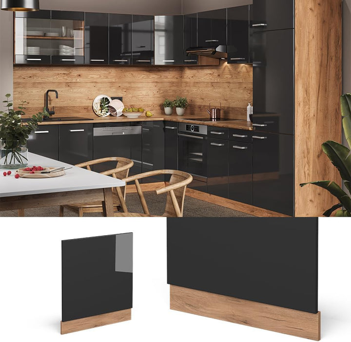 Vicco Frontblende R-Line, Anthrazit Hochglanz/Goldkraft Eiche, 60 cm ohne Arbeitsplatte Anthrazit Ho