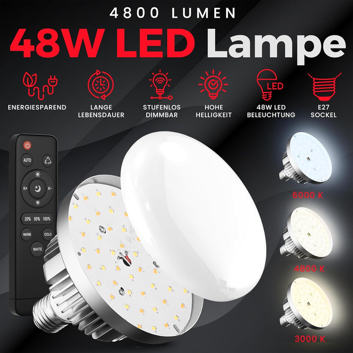 Fotostudio Set – 2 Softbox Licht, 2 Durchlichtschirm, 2 LED Lampen 4800 Lumen 3000-6000K – 50x70 cm