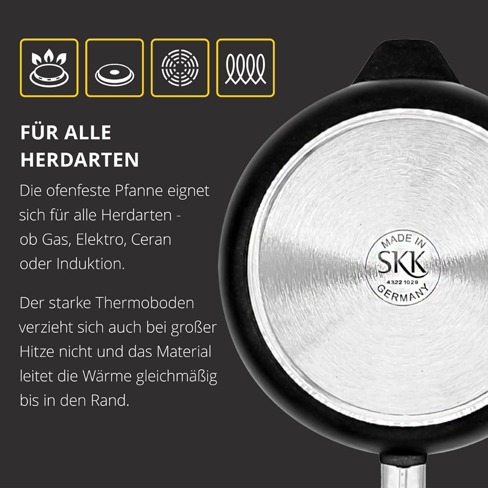 SKK 23414 Titan Induction, Guss-Schmorpfanne ø 24cm, antihaft-beschichtete Pfanne, induktionsgeeigne