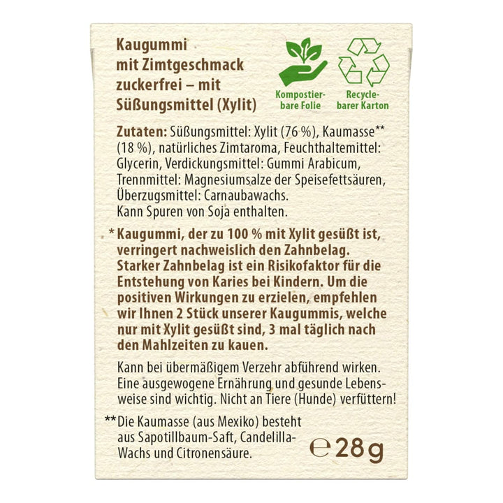Natürlicher Kaugummi Zimt | 12 Stk. | Ohne Plastik | Xylit Kaugummi | Chicle Kaumasse | Zahnpflegend