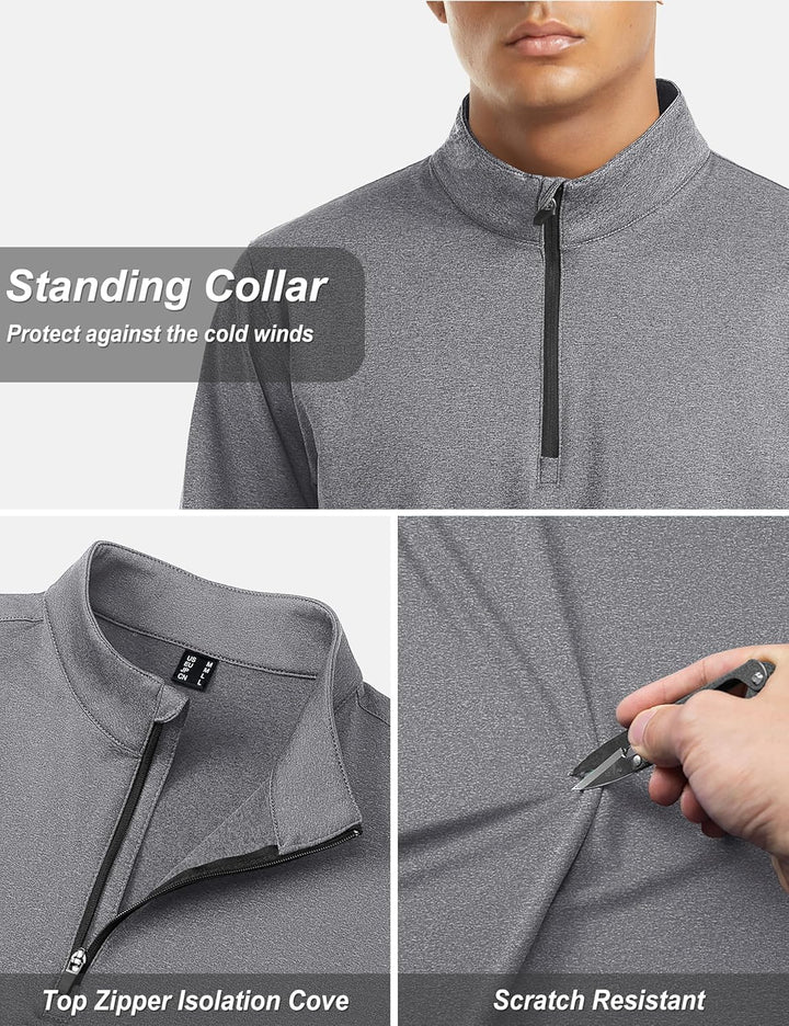 TACVASEN Pullover Herren Langarmshirt Half Zip Fleece Winterpullover Warm Atmungsaktiv Sport Sweatsh