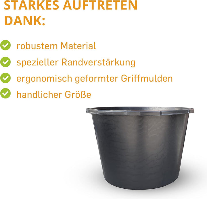 Hossi's Wholesale 10x Mörtelkübel 65l aus Kunststoff, stabile Maurerkübel, Baueimer für Baustelle un