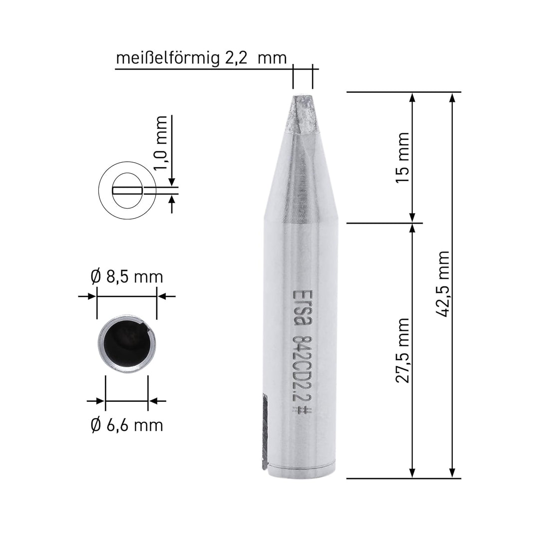 ERSA Lötkolben RT 80 & ERSADUR Lötspitze gerade meisselförmig 2,2 mm 0842CD Bundle mit Lötspitze, Bu