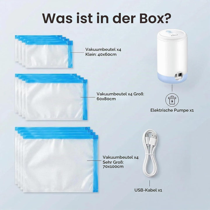 Vakuumbeutel für Kleidung Reise mit Pumpe, 12PCS Vacuum Bags for Clothes (4 * 60x40cm, 4 * 80x60cm,