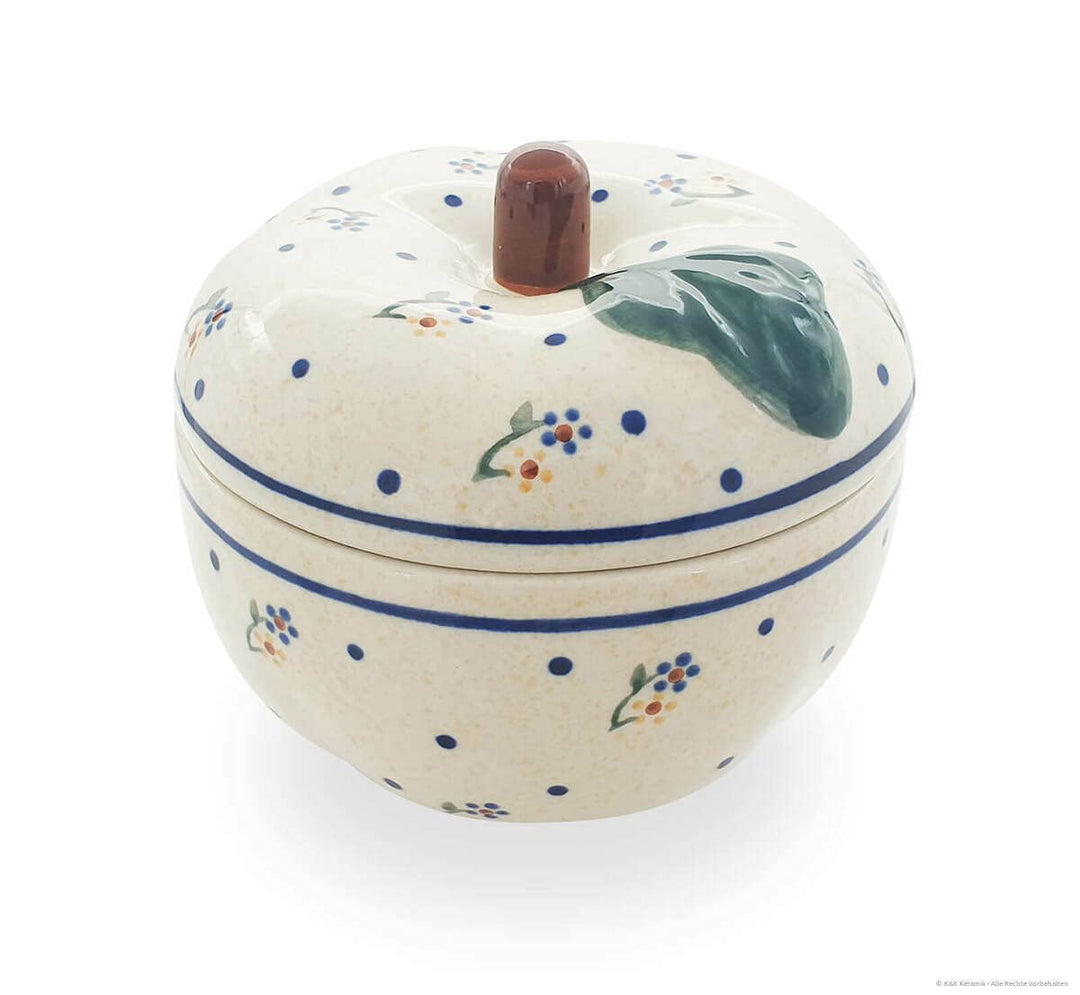 Bunzlauer Keramik Apfel-Bräter Bratapfelbräter mit Deckel Ø12,6 cm H11,6 cm Dekor 111