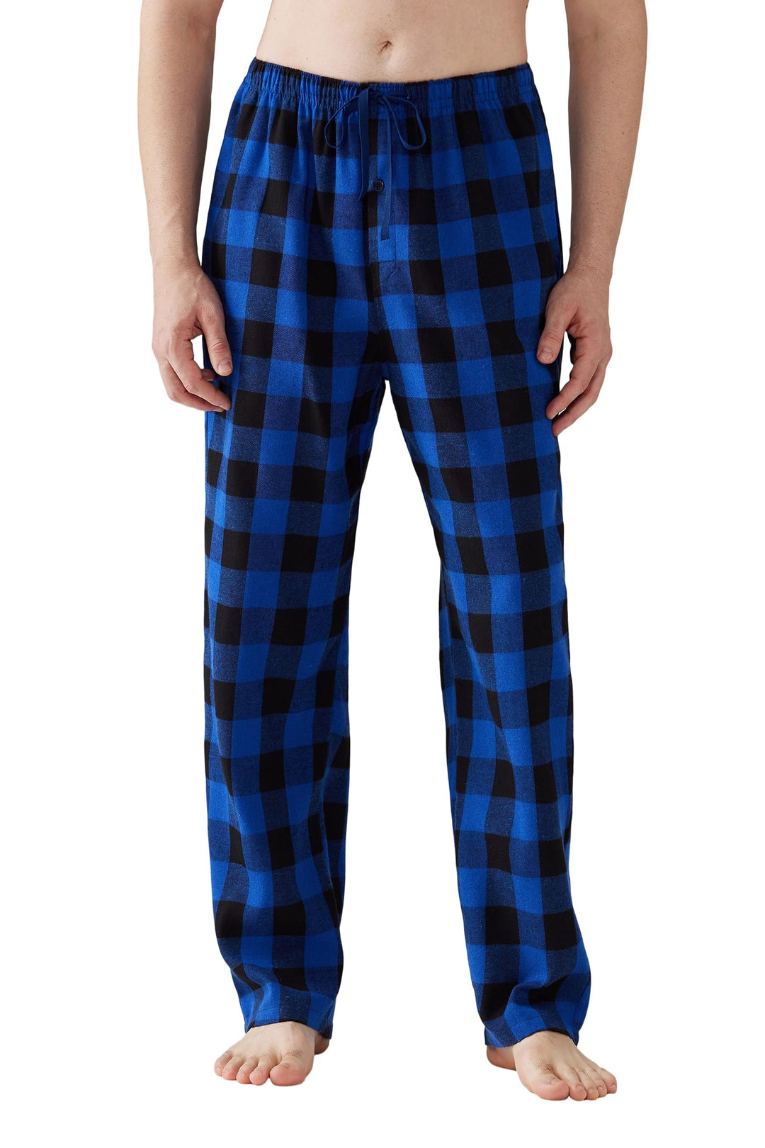 Herren Pyjamahose Flanell Baumwolle kariert Schlaf &amp; Lounge Hose, PJ Hose mit Taschen und Knopfleist
