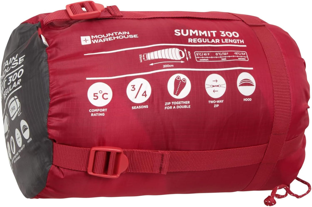 Mountain Warehouse Summit 300 Schlafsack - 3/4 Saison, isolierter Schlafsack in Mumienform, 23cm x 4